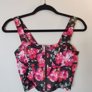 Bustier Corset Crop Top | Pink Silky Floral